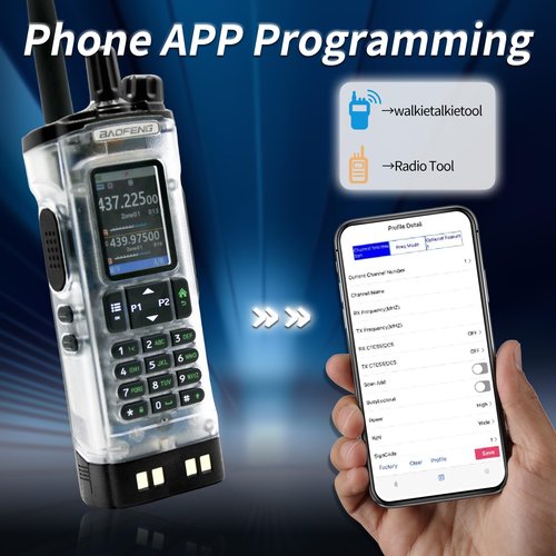BAOFENG UV-32 10W Transparent Ham 2 Way Radio GPS One-Key Frequency Matching Writing Frequency APP Satellite Positioning Type-C UV32(1PC) (1)