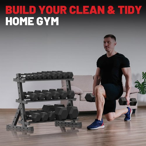 Papababe Dumbbell Rack for Home Gym, 3-Tier Weight Rack 1000lbs Capacity Dumbbell Storage Rack, Heavy Duty Weight Storage Organizer for Dumbbells and Kettlebells