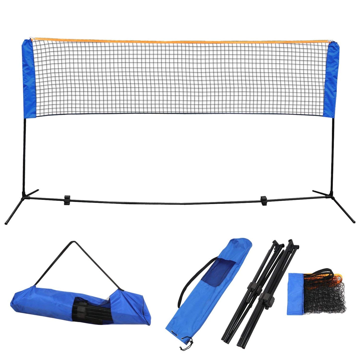 JungleA Portable Tennis Net, 10FT x 5FT Height Adjustable Badminton Pickleball Net Set, Multi Sport Equipment Goal for Soccer, Volleyball, Kids Volleyball for Indoor Outdoor Garden, Backyard, Beach