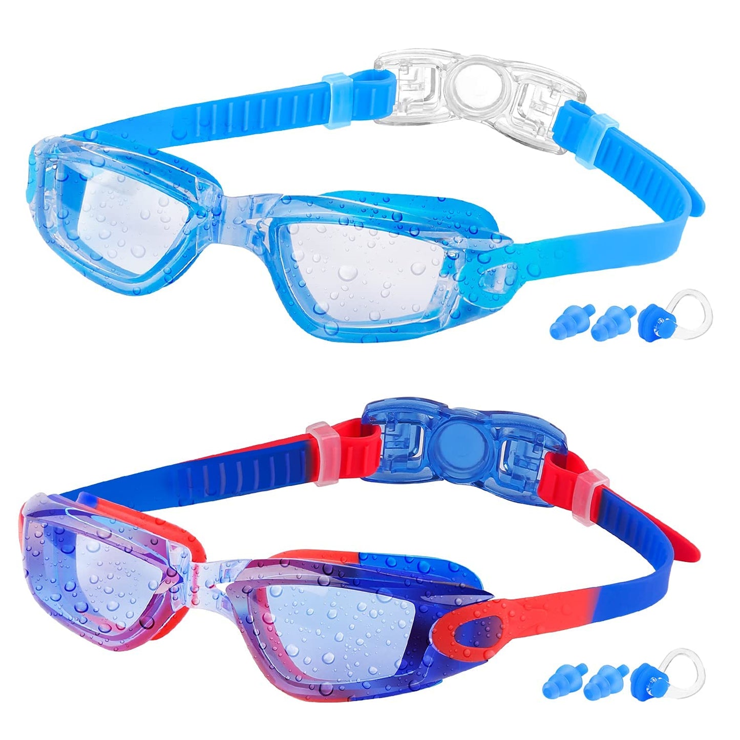 COOLOO Kids Swim Goggles, 2 Packs Swimming Goggles for Kids Girls Boys and Child Age 4-16