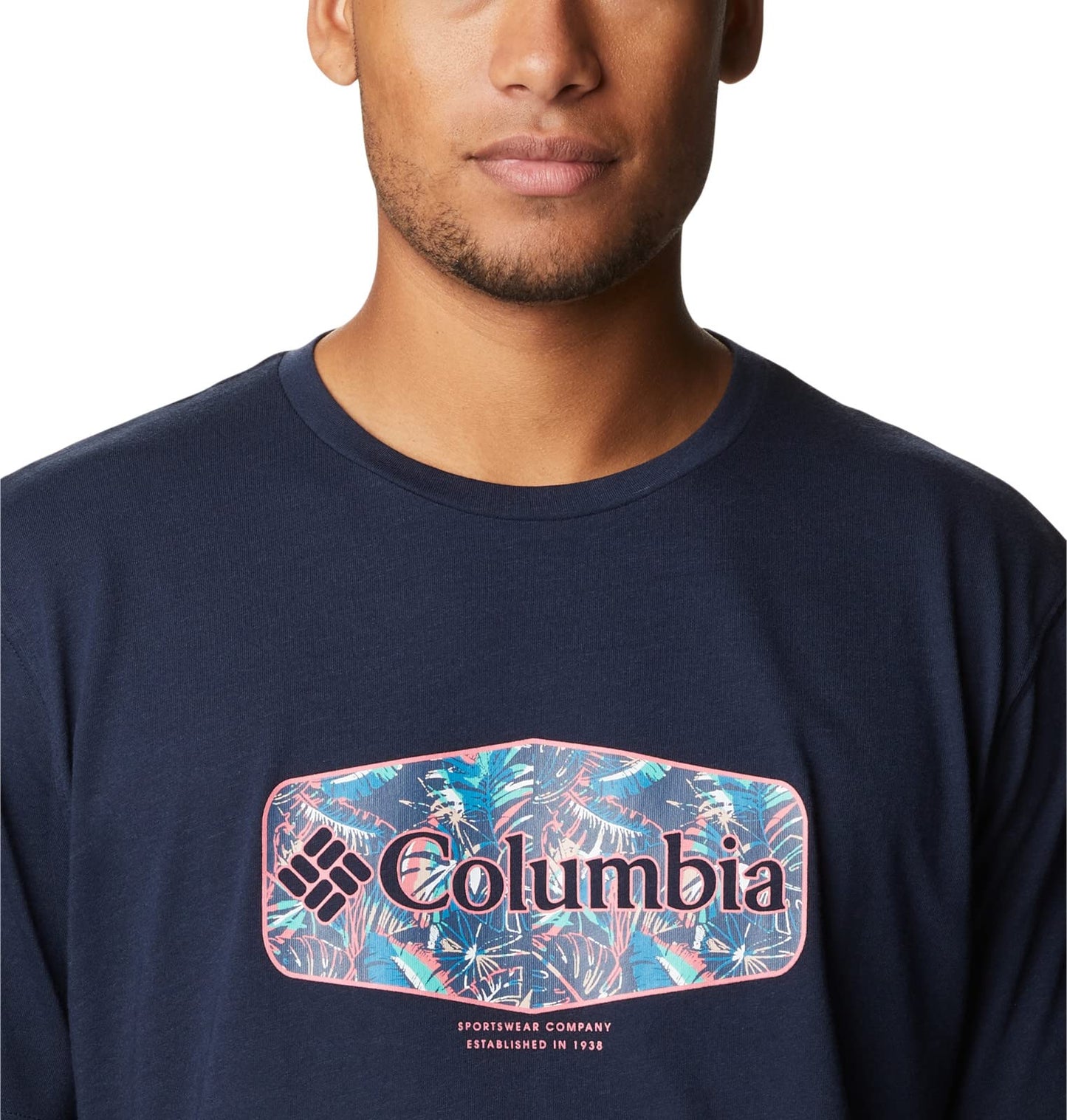 Columbia Men's Thistletown Hills Graphic Short Sleeve, Collegiate Navy HTHR/Wanderland Graphic, XX-Large