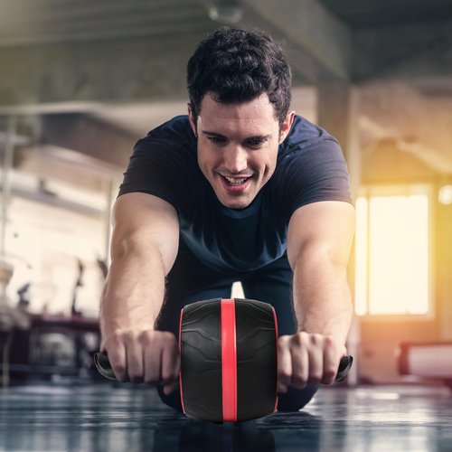 Enlarged Version Ab Roller Wheel with Knee Pad Mat,Automatic Rebound Abdominal Wheel Abs Workout Equipment,Home Gym Equipment,No Noise Ab Wheel for Men&Women Abdominal-Red