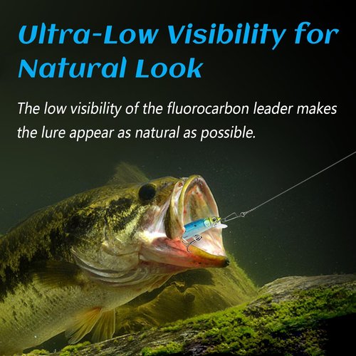 Vipfish Fishing Fluorocarbon Leader with Crane Swivel and Snaps - Heavy Duty 11lb Fluorocarbon Leader Connects Lures, Bait or Hooks for Saltwater & Freshwater Fishing