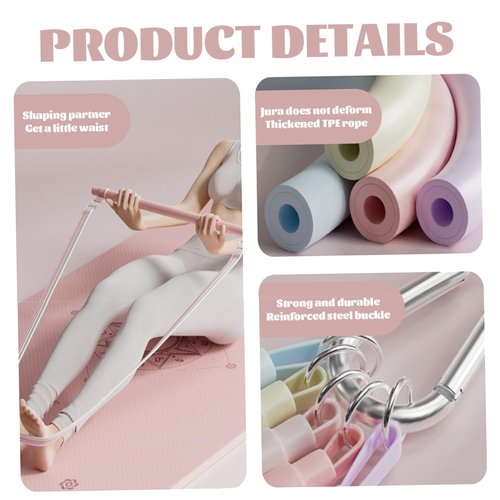 Pilates Set with 5 Adjustable Resistance Bands Elastic Pilates Essentials Kit for Home Fitness, Stretching, Strength Training