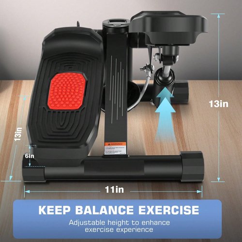Stepper with Resistance Bands, Hydraulic Mini Stepper with LCD Monitor, Full Body Cardio Steppers for Exercise at Home