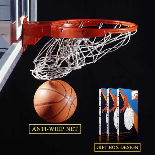 ProSlam Premium Quality Professional Heavy Duty Basketball Net Replacement - All Weather Anti Whip, Fits Standard Indoor or Outdoor Rims(Professional Standard Size, White)