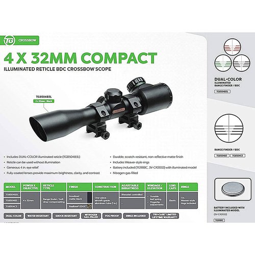 TRUGLO 4x32 Crossbow Scope with Rings (TG8504B3)