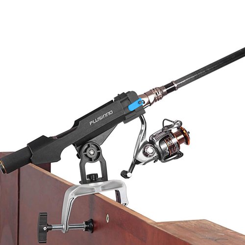 PLUSINNO Fishing Boat Rods Holder with Large Clamp Opening 360 Degree Adjustable Fishing Rod Racks Folding Holder (2 Pack)