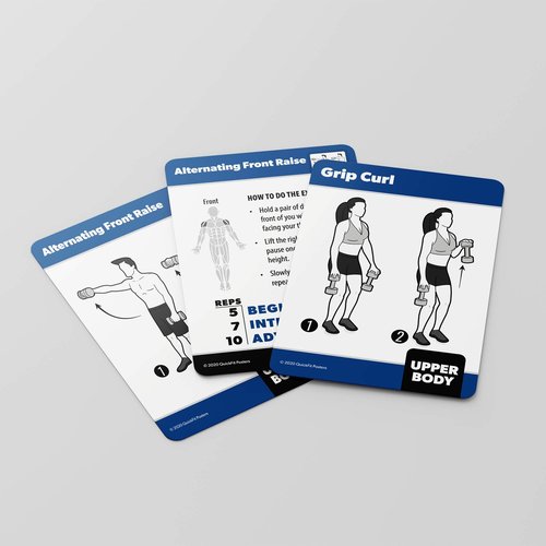 4 Pack: Dumbbell + Bodyweight + Kettlebell Workouts Poster Set + Dumbbell Exercise Playing Cards