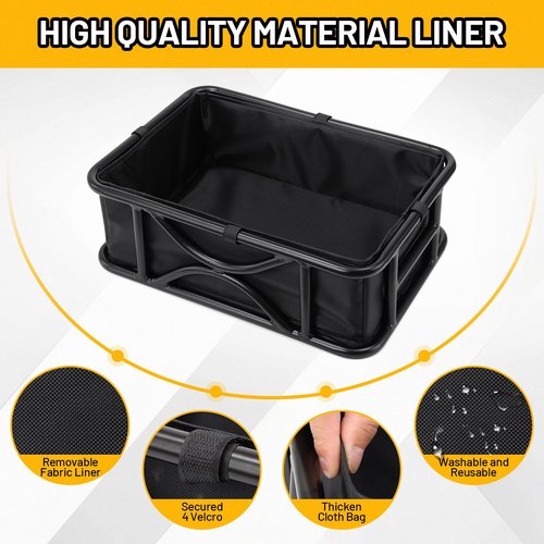 AUMENTAR Heavy Duty Rear Bike Basket for Adults, Large Metal Bicycle Cargo Basket with Removable Liner, Waterproof Cover & Cargo Net, Universal Fit for E-Bike, Mountain Bike, Dog Carrier