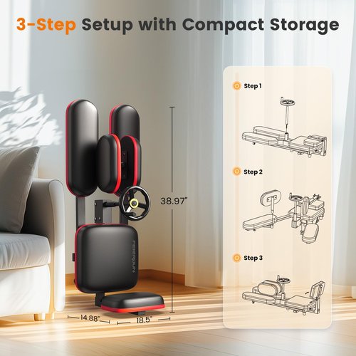 FEIERDUN Leg Stretcher, Leg Stretcher Machine for Flexibility and Relieving Hip Tightness, Heavy Duty Split Machine Stretcher for Home Gym Split Machine Training Fitness, Black-Red