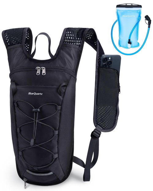 Blue Quartz Hydration Backpack with 2L Water Bladder, Hiking Water Backpack for Women Men, Lightweight Cycling Daypack with Phone Pocket & Helmet Net Bag, Hydration Pack for Biking, Running, Skiing