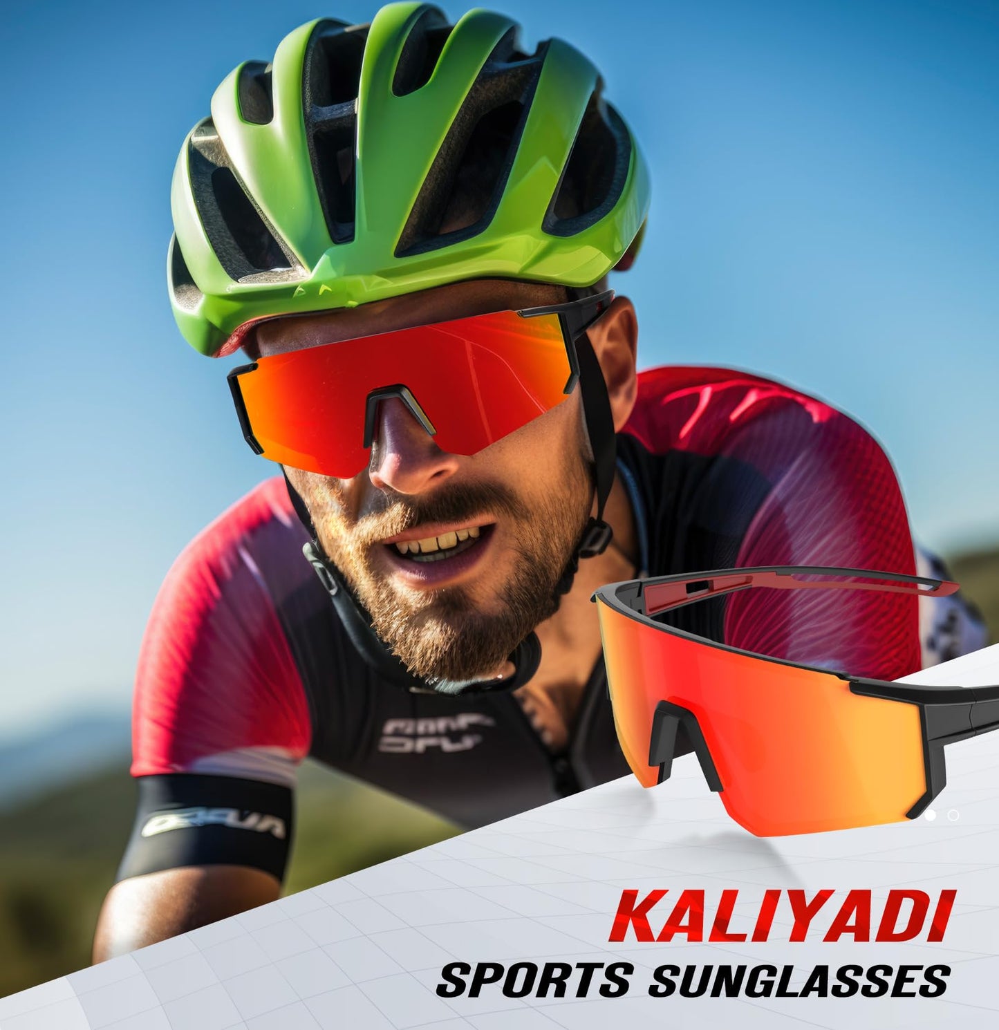 KALIYADI Polarized Sunglasses-for-Men Sports Sunglasses: Mens Running Sun Glasses UV400 Protection for Cycling Fishing