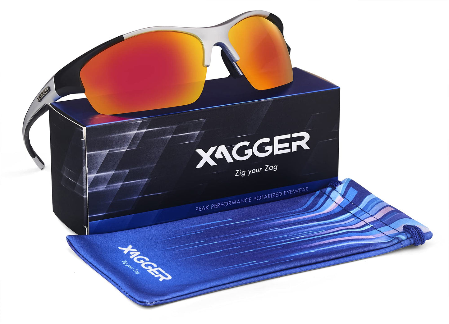 Xagger Polarized Sports Sunglasses for Men Women UV400 Wrap Around Baseball Running Cycling Fishing Golf Glasses