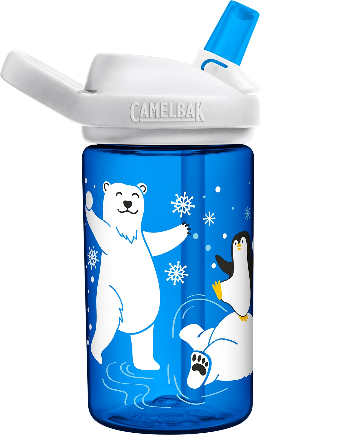 CamelBak Eddy+ Kids Bite Valve Straw Tritan Renew Water Bottle Arctic Friends, 14oz