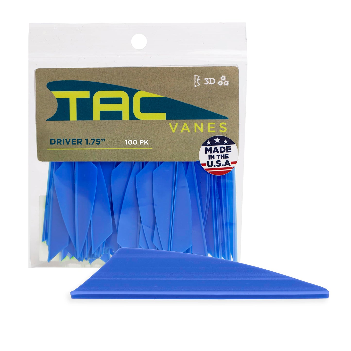TAC Vanes Driver Arrow Vanes | Archery Fletching for Compound & Crossbow | Durable, Lightweight, High Accuracy, Blue 100 Pack