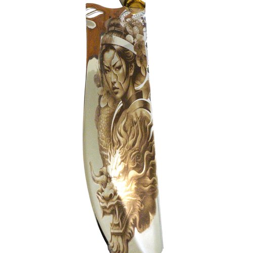 Brazilian Handcrafted Picanha Knife 10" with Stag Horn Handle - Stainless Steel 420 - Perfect for BBQ (Geisha)