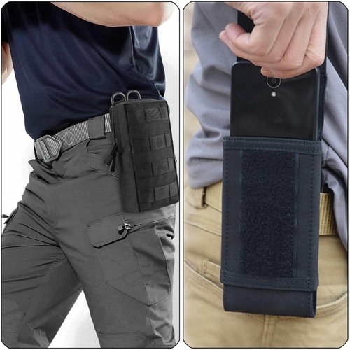 LUYEJKO 4 Pack Tactical Molle Pouches,Molle Backpack Attachments,Small Tactical Pouch for Backpack (Black)