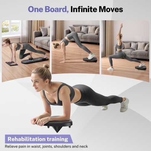 MOVOCA Pilates Board, Foldable Pilates Reformer Equipment with Timer, 7-in-1 Multi-Purpose Portable Pilates Reformer Machine Home Pilates Kit for Home Workout, Fitness, Exercise, Abs, Core Equipment