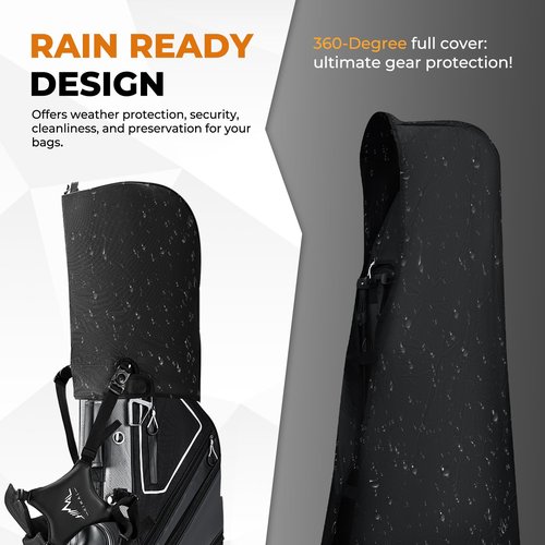 UNIHIMAL 14 Way Dividers Golf Stand Bag Lightweight, Golf Bag for Men Women with Multiple Pockets, Dual Strap and Rain Cover Hood (Black)