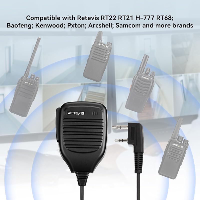 Retevis 2-Pin Shoulder Speaker Mic – 5 Pack (Variation: 5) for RT Series Walkie Talkies