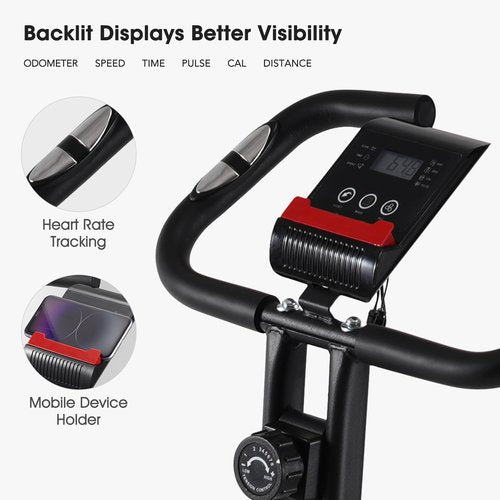 Exercise Bike 3 IN 1 Stationary Bike Folding Exercise Bike with 8-Level Adjustable Resistance Comfortable Seat Cushion LCD Monitor 265 lbs Weight Capacity for Home Gym Workout