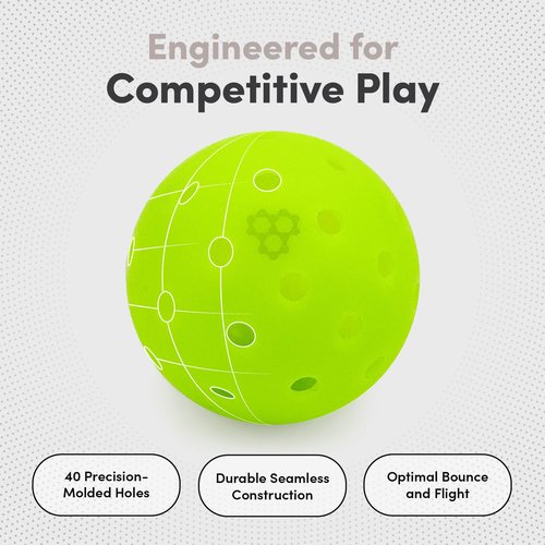 CRBN C40 Pickleball Balls 6 Pack - Outdoor Pickleball Balls - Built for Durability & Precision - Roto-Molded 1-Piece Design