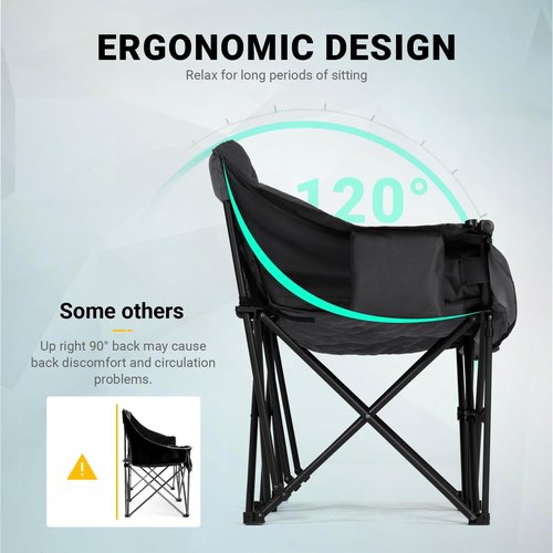 Overmont Oversized Double Camping Chair - 2 Person Comfort Couch Chair Loveseat for Adults - Heavy Duty Lawn Chairs with Cooling Bag&Wine Racks - Support 850LBS Black