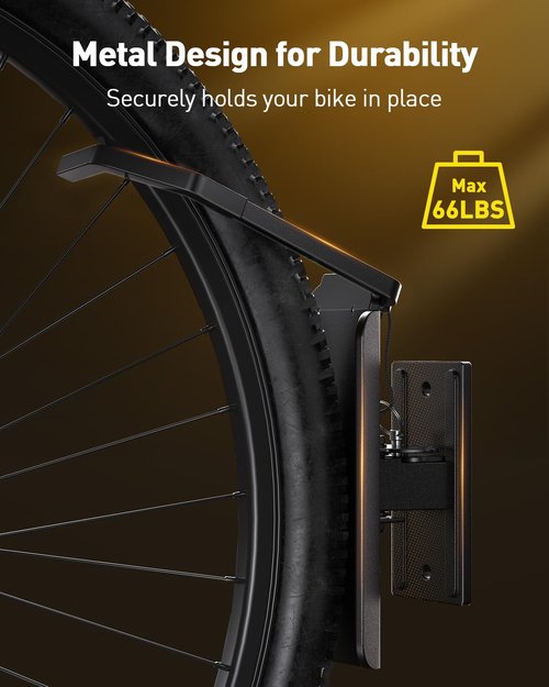AM alphamount Swivel Bike Wall Mount, Metal Wall Bike Rack with Durable Sleeves, Space-Saving Vertical Bike Rack with 180° Swivel for Home and Garage, Bike Wall Mount Up to 66 lbs, 4-Pack