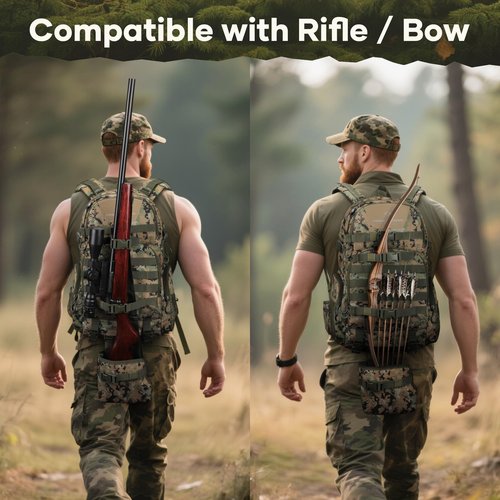 Maelstrom Hunting Backpack for Men Women, Waterproof Hunting Pack with Rain Cover, Long-Lasting 35L Camo Tactical Day Pack for Rifle Bow Gun