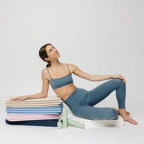 Stakt – Foldable Multi-Purpose Fitness & Yoga Mat with Patented Design, Workout Mat with Non-Slip Surface, Portable & Lightweight, For Studio or Home Use, As Seen on Shark Tank (Iron)