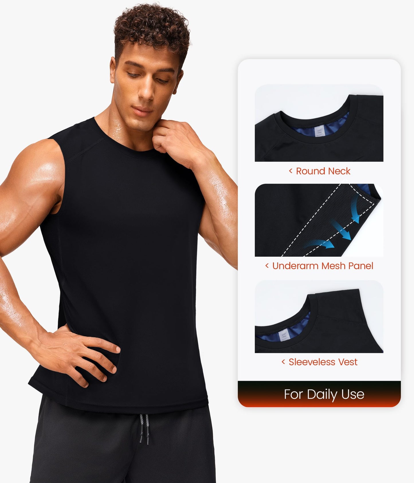 Junlan Sauna Shirt for Men - Waist Trainer Sweat Vest Gym Top for Gym Workout(Black,5X-Large)