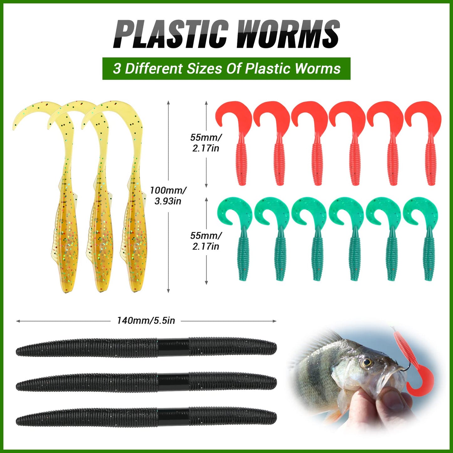PLUSINNO Fishing Lures Baits Tackle, BEST BASS Fishing Lures Including Crankbaits, Spinnerbaits, Plastic worms, Jigs, Topwater Lures , Tackle Box and More Fishing Gear Lures Kit Set