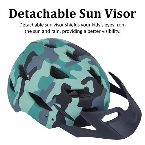 Toddler Kids Bike Helmet, Adjustable Youth Boys Girls Helmets for Ages 2-5-8-14 Years, Child Helmet with Visor and LED Light, Lightweight Multi-Sport Bicycle Scooter Skate Cycling Helmets
