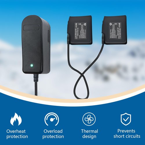 UAUSE 8.4V Dual Heated Glove Charger for 7.4V 3500mAh Li-Polymer Battery Replacement Charger Suitable for hat, Vest, Jacket and Socks (Battery not Included)