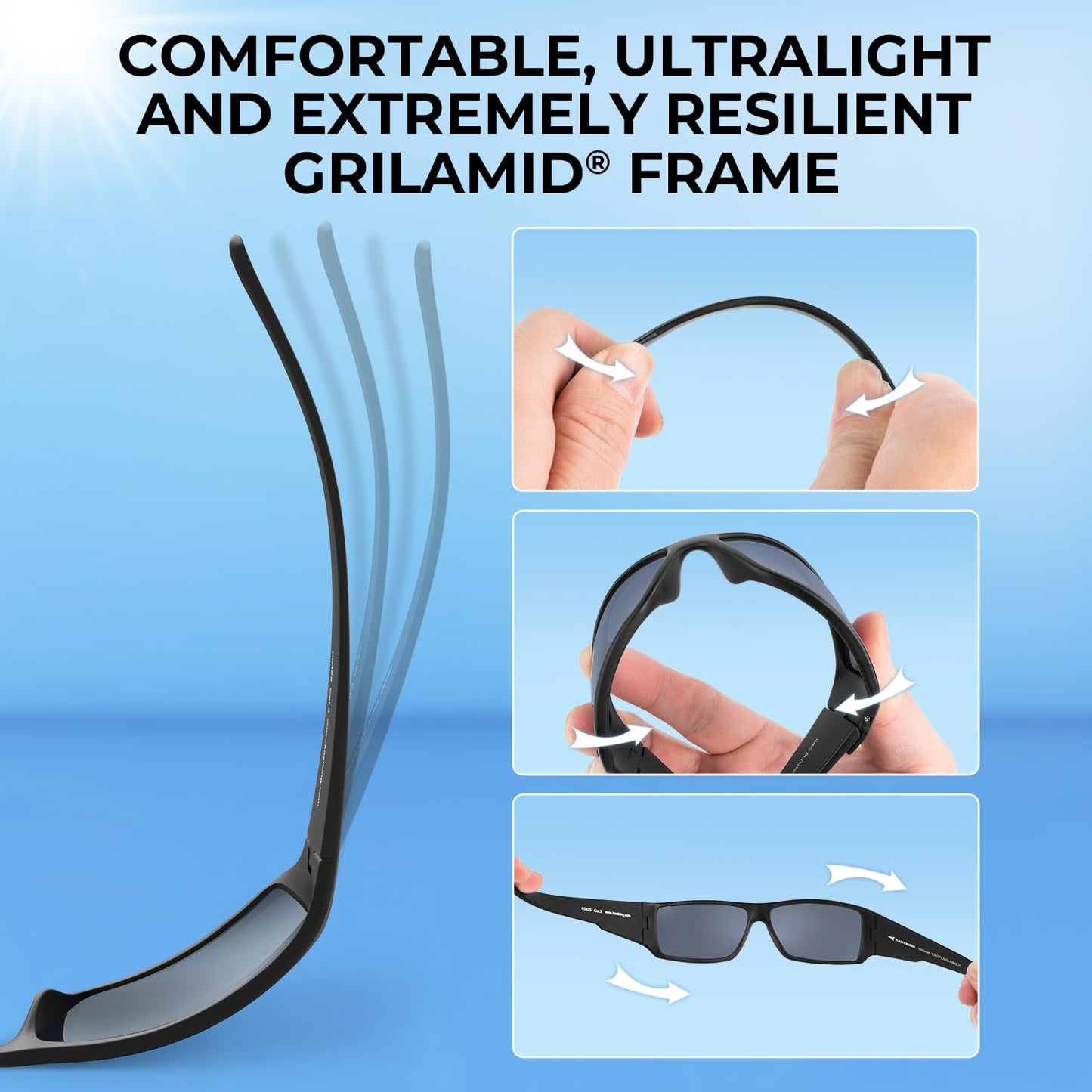 KastKing Iditarod Polarized Sport Sunglasses,PuriVex Protective Lens Coating Fishing Sunglasses,Ideal for Driving Fishing Cycling and Running,UV400 Protection,Durable Grilamid Frame