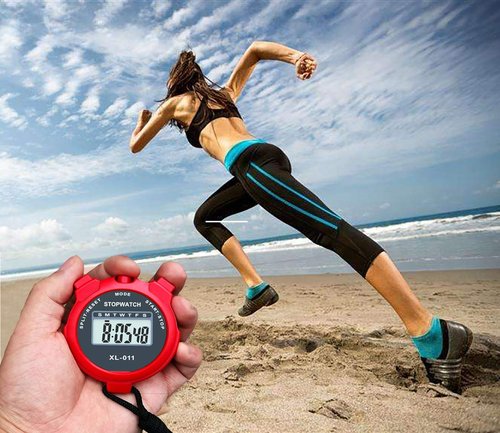 Simple Stopwatch, BESTWYA Large LCD Screen Handheld Count Up Timer with Time Calendar Clock Function (Pack of 4,B)