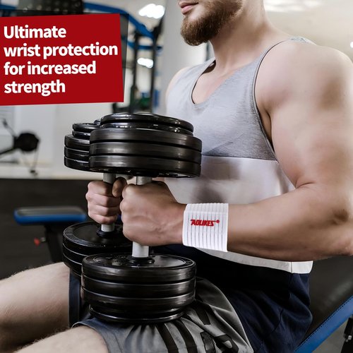 Athletic Wrist Support Wrap, Elastic Compression Band for Weightlifting, Workout, Breathable Compression for Basketball, Gym & Office Typing | Sweat-Resistant & Unisex Design (White)