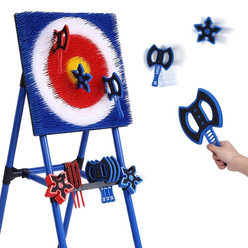 Axe Throwing Game for Backyard - 8 Throwing Axes Set - Deluxe Foldable Plastic Axe Throwing Target Game for Adults Kids, Outdoor Games Carnival Games