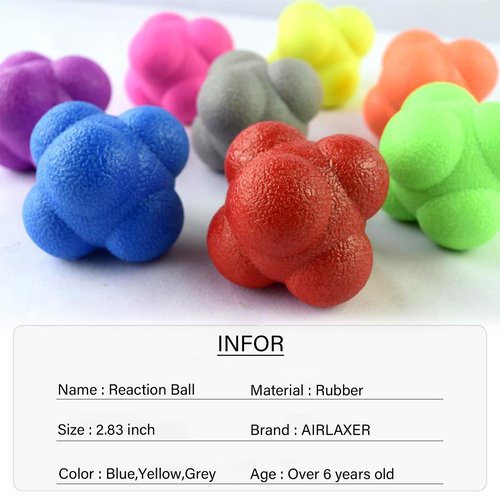 AIRLAXER Reaction Ball,Reflex Ball for Hand Eye Coordination Training,2.83 inch,Pack of 3-Blue,Yellow,Green.
