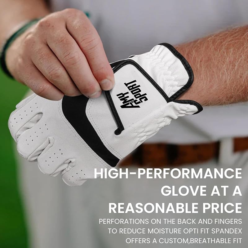 Amy Sport Golf Gloves for Men 3 Pack - Left or Right Hand, White (Variation of THIS listing: White-3 Pack+Left+Large)