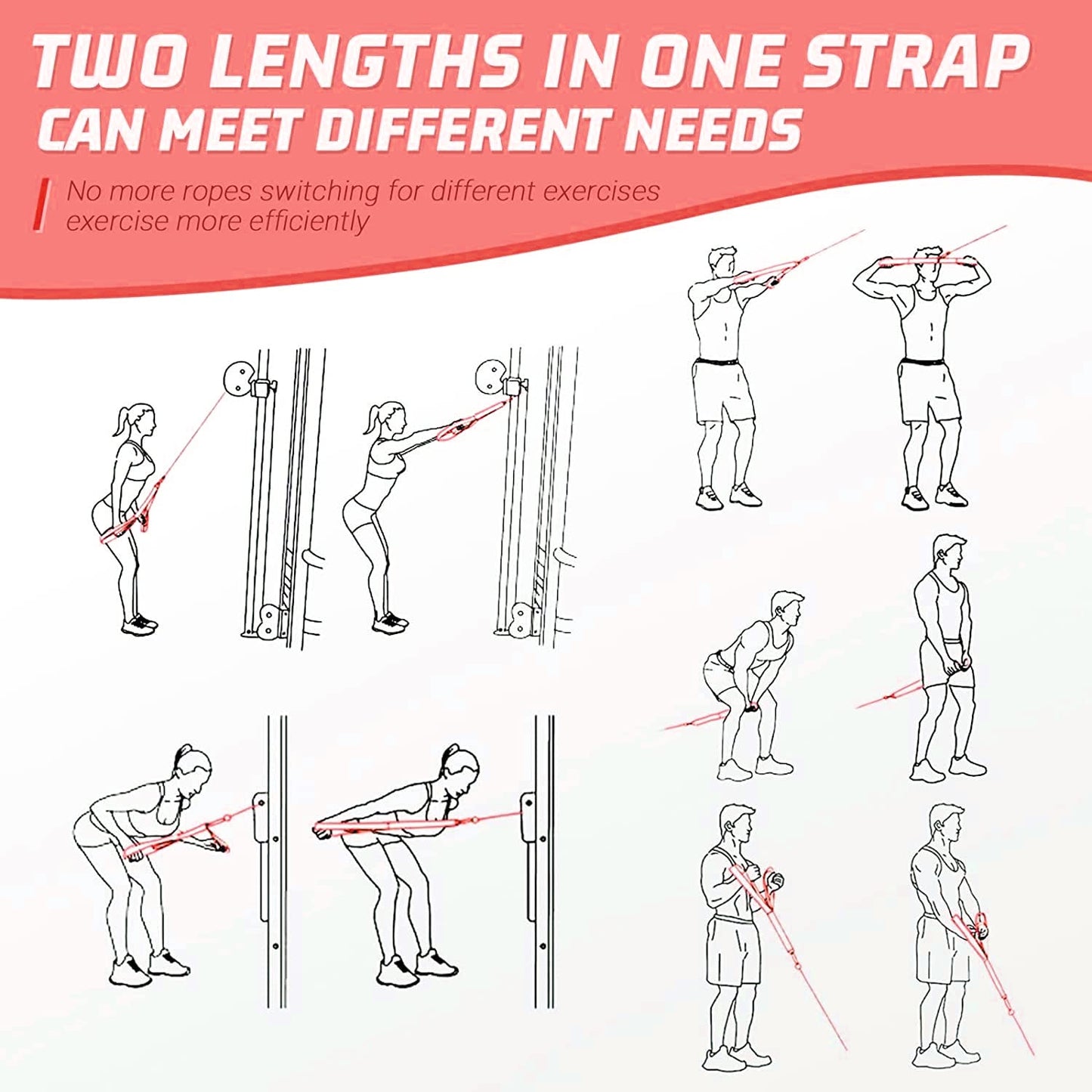 TAVIEW Tricep Rope Adjustable Cable Attachment (13-28 inches),Tricep Pull Down Rope Extension Straps Cable Crossover Accessories (Adjustable Length