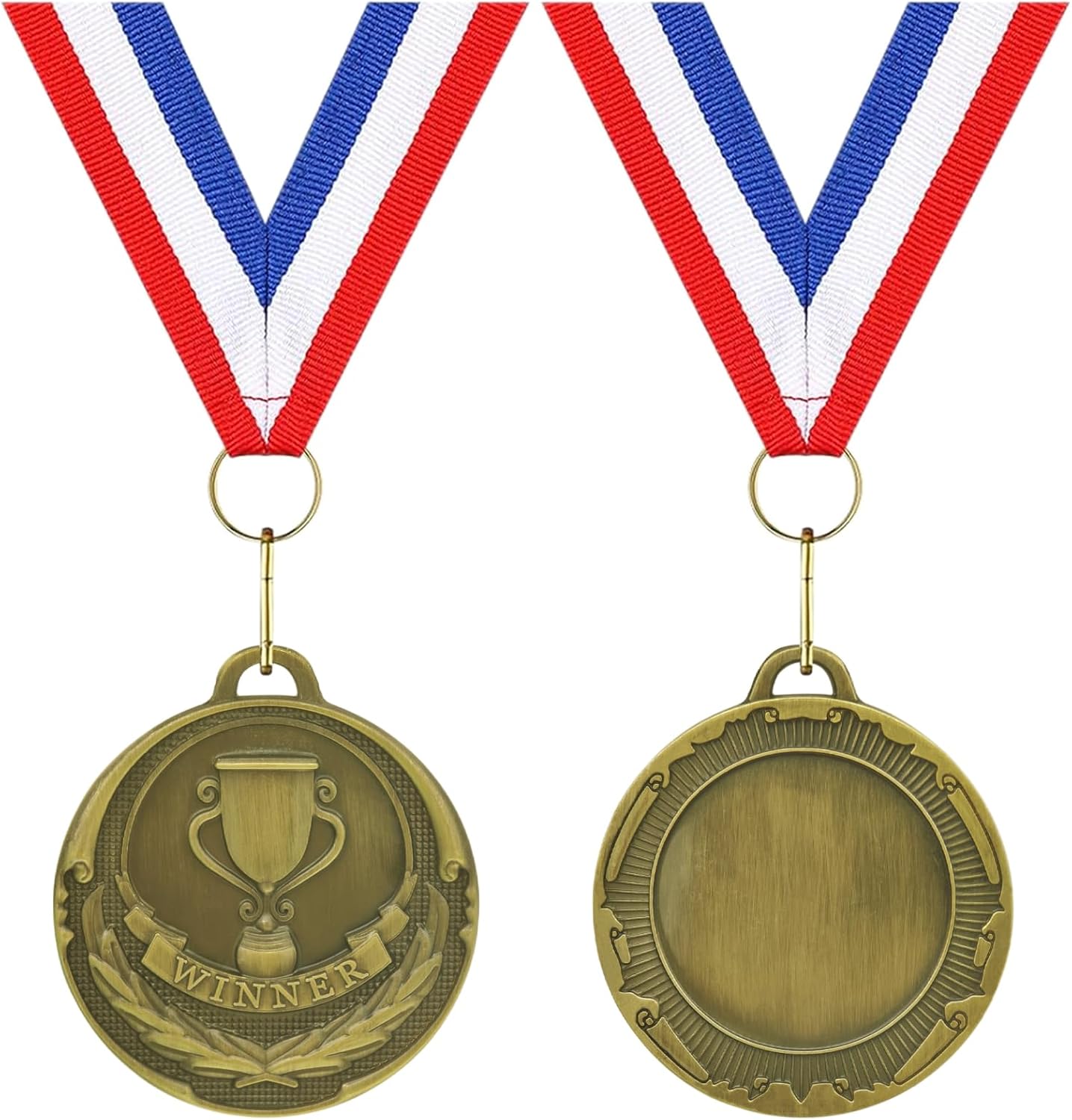 12 Pieces Gold Medals for Awards - Winner Medal Metal with Neck Ribbon Prizes for Kids, Adults, Sports Day, Spelling Bees, Competitions, Party, 2 Inches