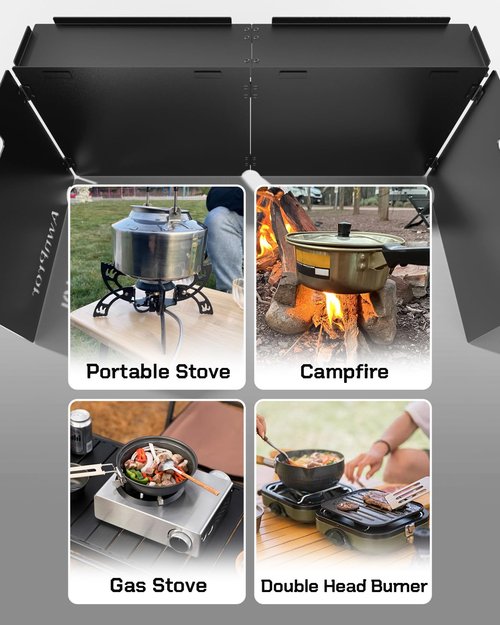 AwnPror Aluminum Camping Stove Windscreen,Lightweight Foldable Outdoor Wind Blocker Gas Stove Windshield Wind Screen with Storage Bag for Camping,Glamping,Hiking,Picnic,Backpacking,Cooking,Fishing