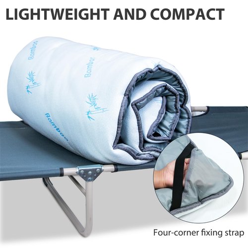 Gehannah Sleeping cot Pads for Camping - Soft Comfortable Foldable Cot Mattress for Adults, Lightweight Sleeping Mat for Outdoor & Indoor, Picnic, Hiking, Backpacking (Light Blue)