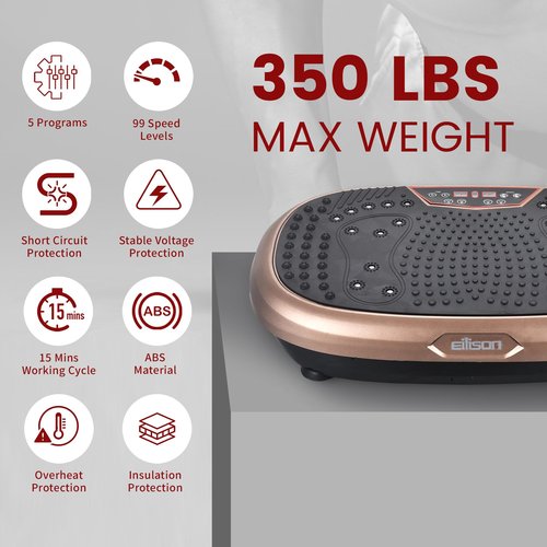 EILISON FitMax 3D XL Vibration Plate Exercise Machine - Whole Body Workout Vibration Platform w/Loop Bands - Lymphatic Drainage Machine for Weight Loss, Shaping, Wellness, Recovery