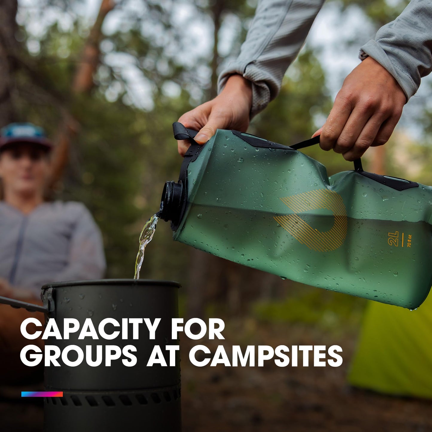 HydraPak Seeker - Collapsible Camping Water Storage (2L) - BPA & PVC Free, Hydration Reservoir Bag, Leak Proof - Sutro Green