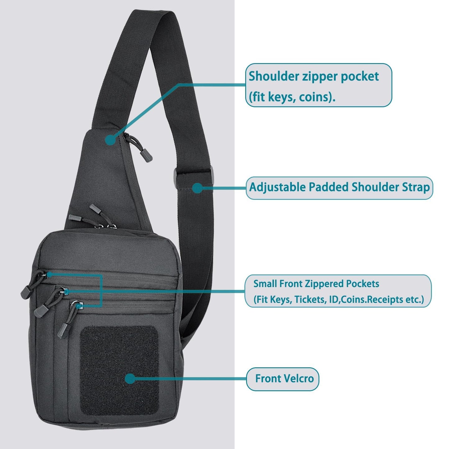 GAZJYUSP Small tactical concealed carry shoulder sling bag for men women Concealed carry crossbody bag with holster Personal pocket(Khaki)
