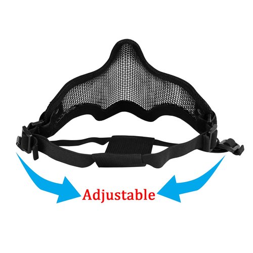 Aoutacc Airsoft Half Face Mask Steel Mesh and Goggles sSet, Tactical Masks Protection Gear for Paintball BBS CS Nerf Game Cosplay Halloween Costume Accessories (Black with Pattern)