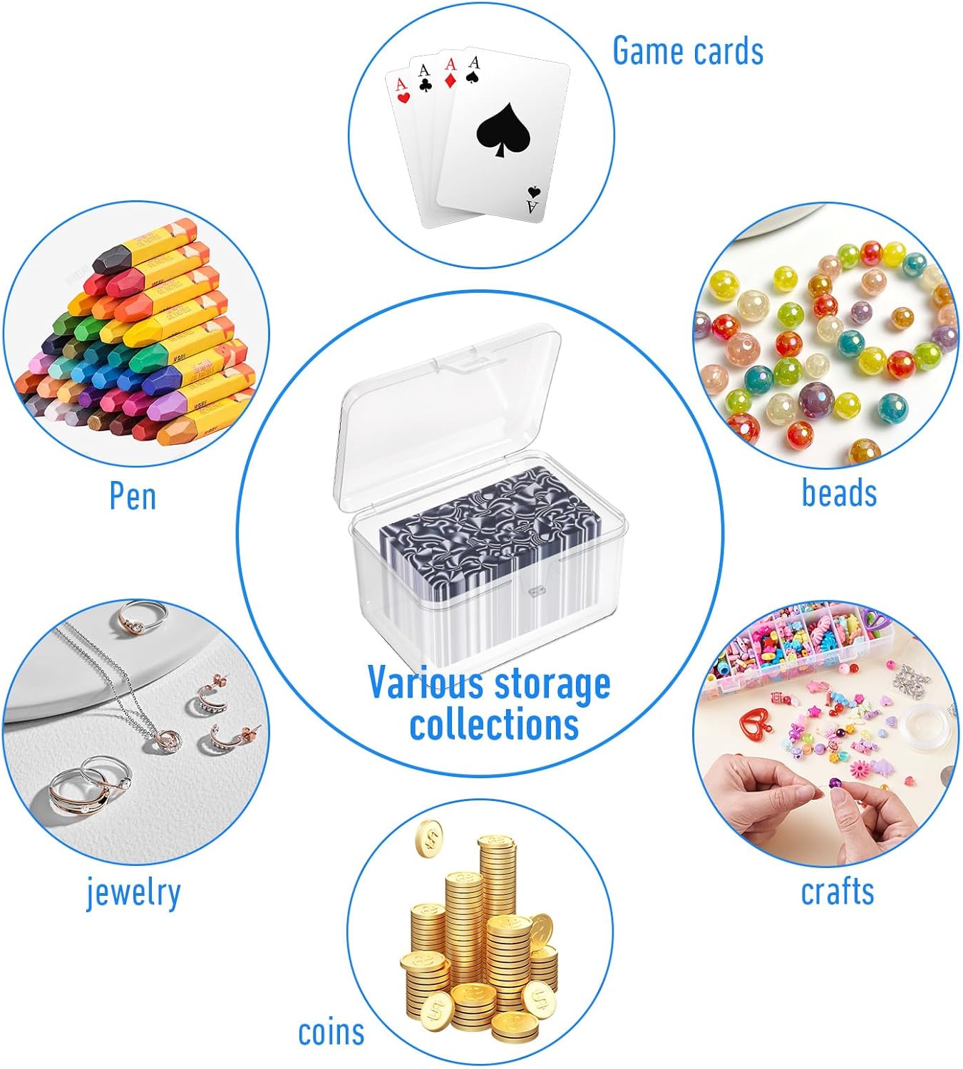 10 PCS Clear Playing Card Case, 4.7 X 3.34 X 2.55in Plastic Playing Card Storage Box, Snaps Closed Cards Game Storage Box for Game Cards, Puzzle, Chess Pieces, Jewelry, Bead